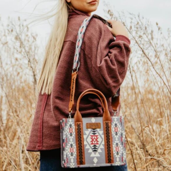 Wrangler Mini Tote Lavender Southwestern Aztec Guitar strap Crossbody Purse - Picture 2 of 9